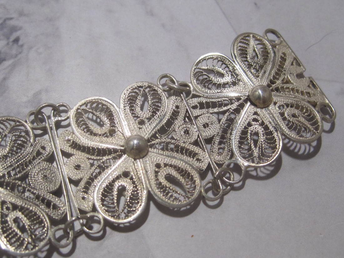 Mexico Silver Filigree Bracelet - 3