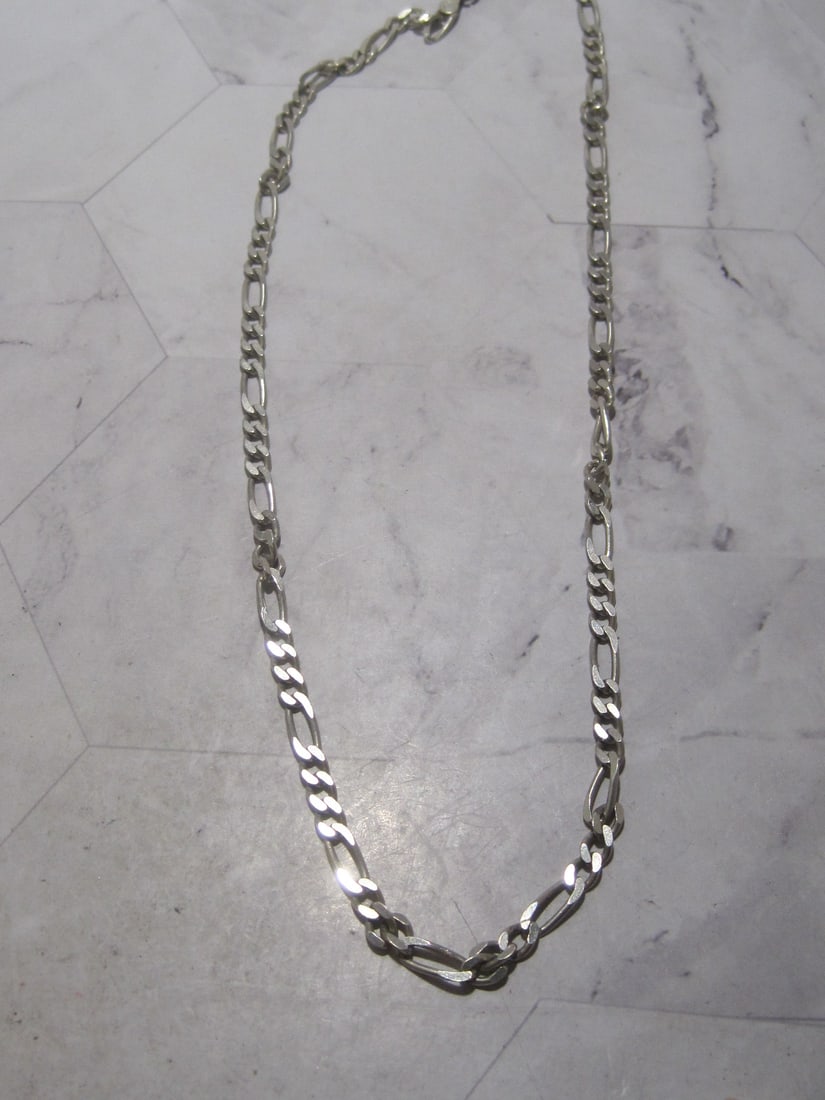 Sterling Silver Figaro Link Chain: Weighs 16 grams, 20" long 