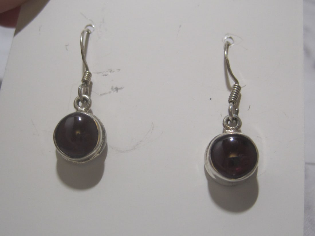 Sterling Silver Garnet Earrings (1 of 4)