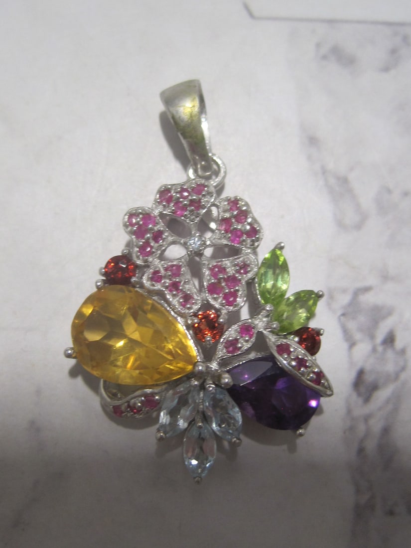 Sterling Silver Multi-Gem Pendant (1 of 5)