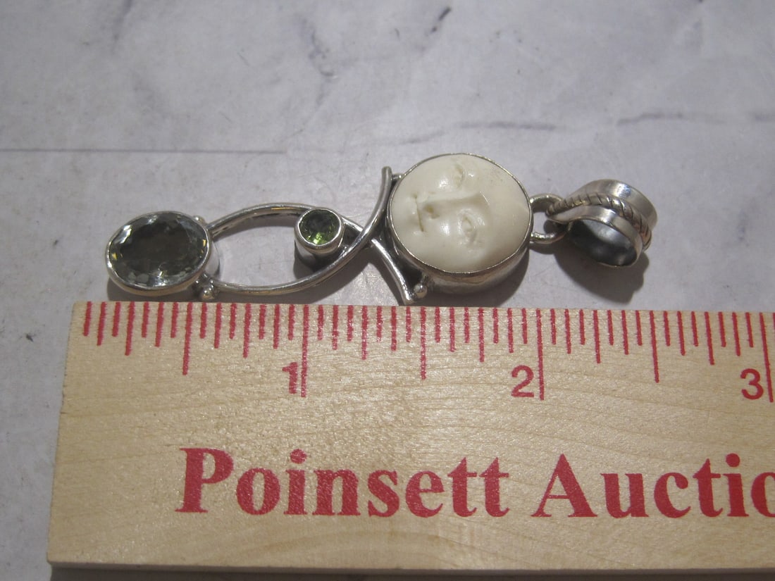 Sterling Silver Peridot & Blue Quartz Pendant - 5