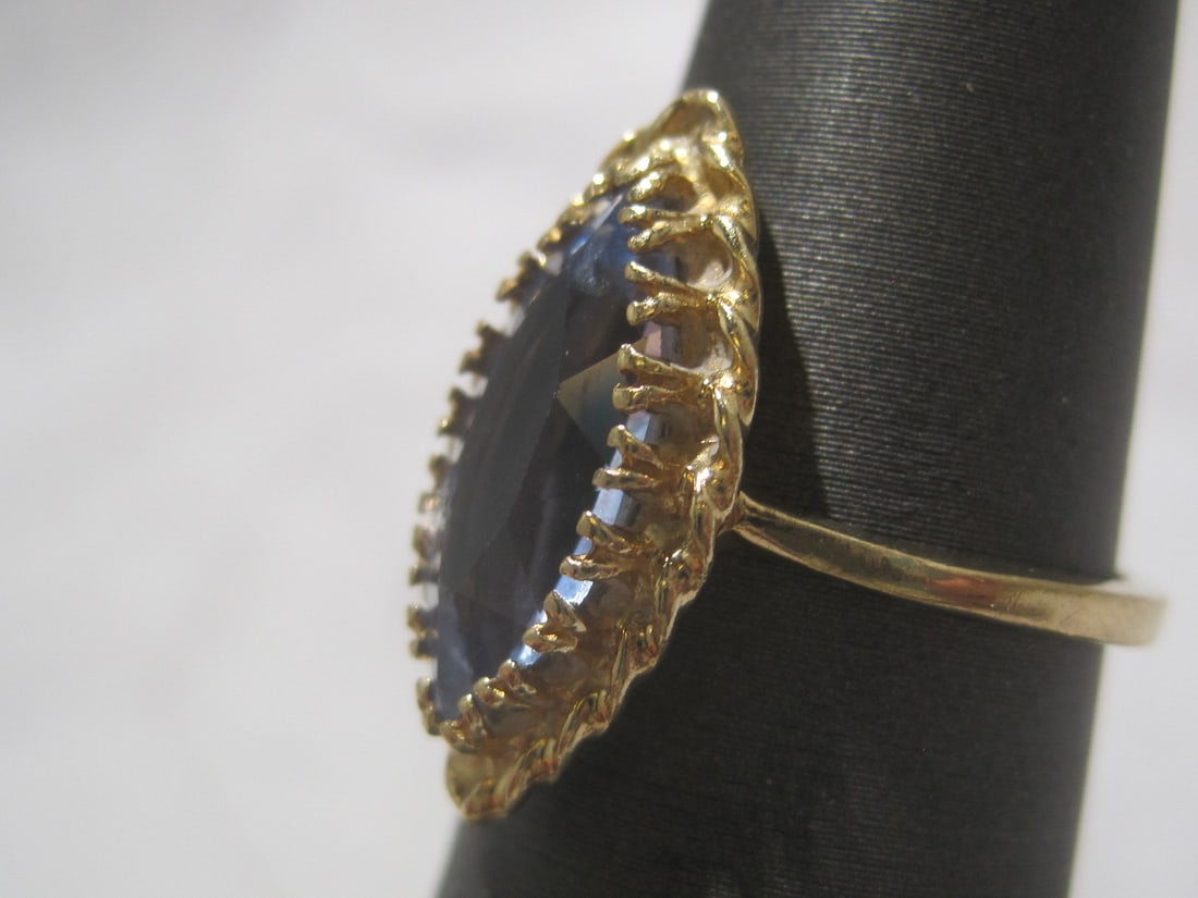 10k Gold Blue Topaz Ring - 2