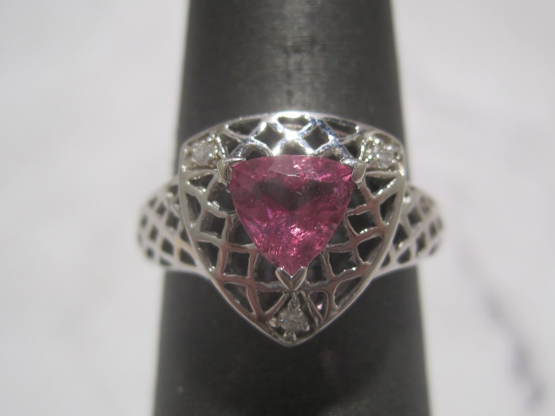 14k White Gold Pink Sapphire & Diamond Ring (1 of 4)