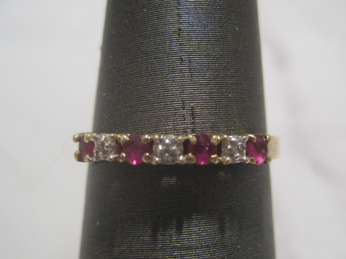10k Gold Ruby & Diamond Band Ring (1 of 4)