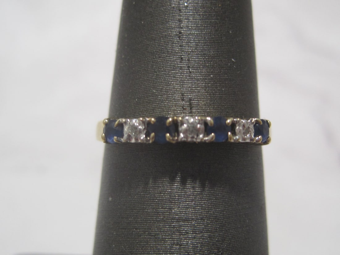 10k Gold Sapphire & Diamond Band Ring (1 of 4)