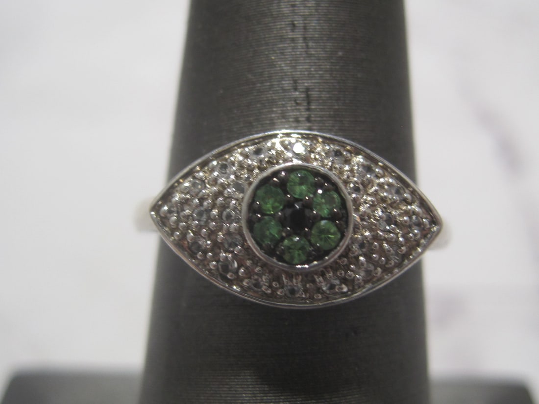 Sterling Silver Peridot & CZ Ring (1 of 4)