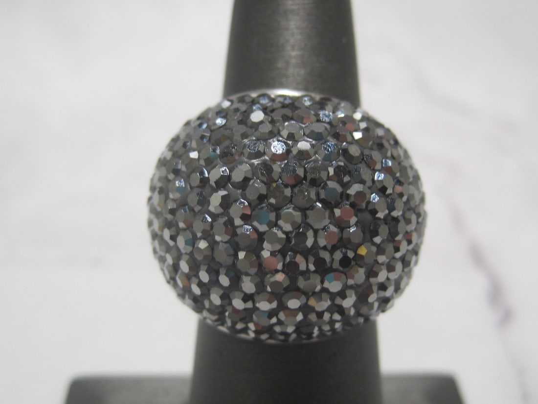 Sterling Silver Black Spinel Dome Ring (1 of 4)