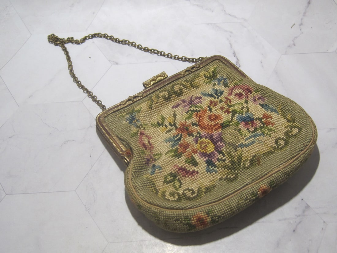Antique Pettipoint Tapestry Evening Bag (1 of 6)
