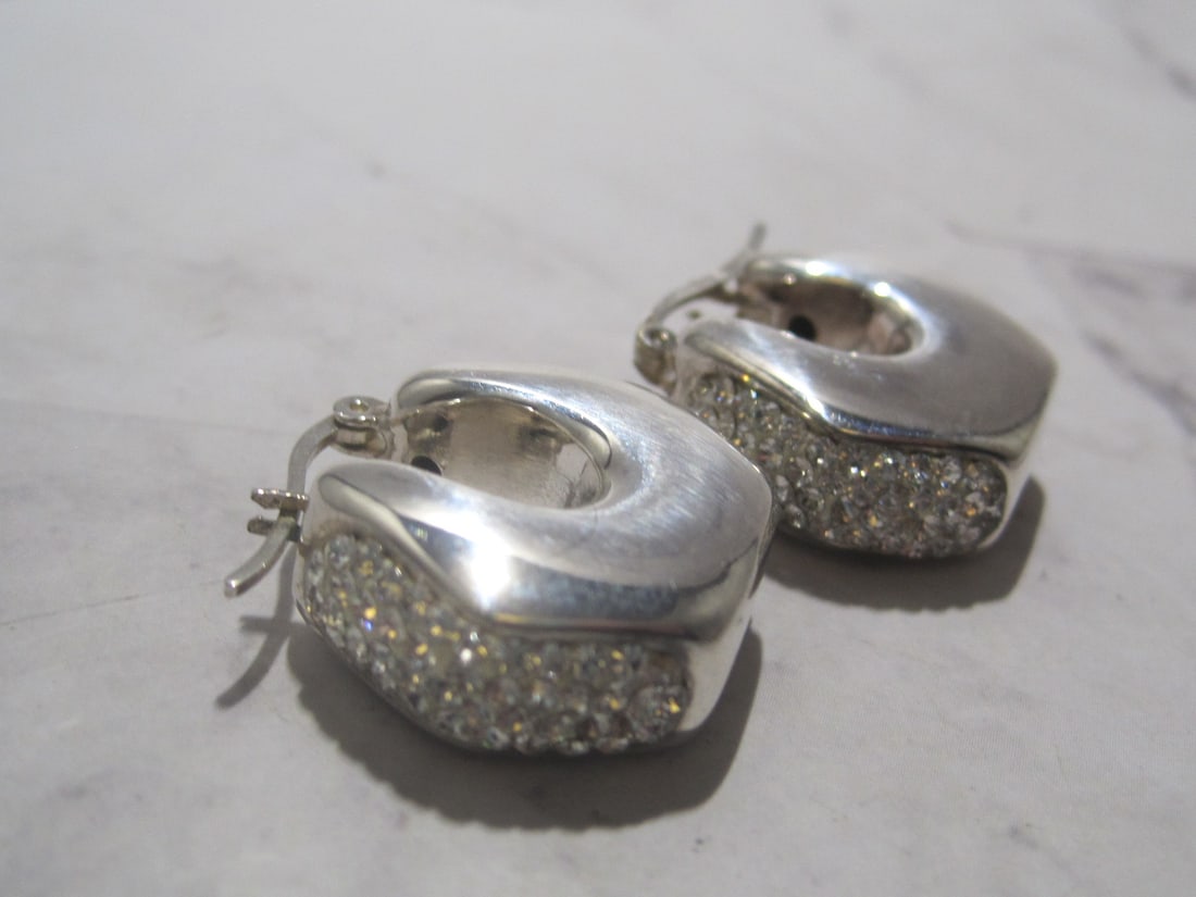 Sterling Silver Pave Set CZ Earrings (1 of 4)