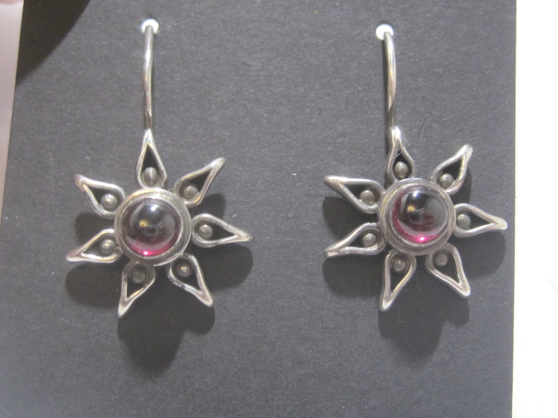 Sterling Silver Garnet Earrings (1 of 3)