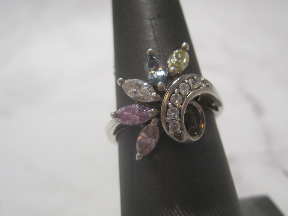 Sterling Silver Multi-Color Stone Ring (1 of 3)