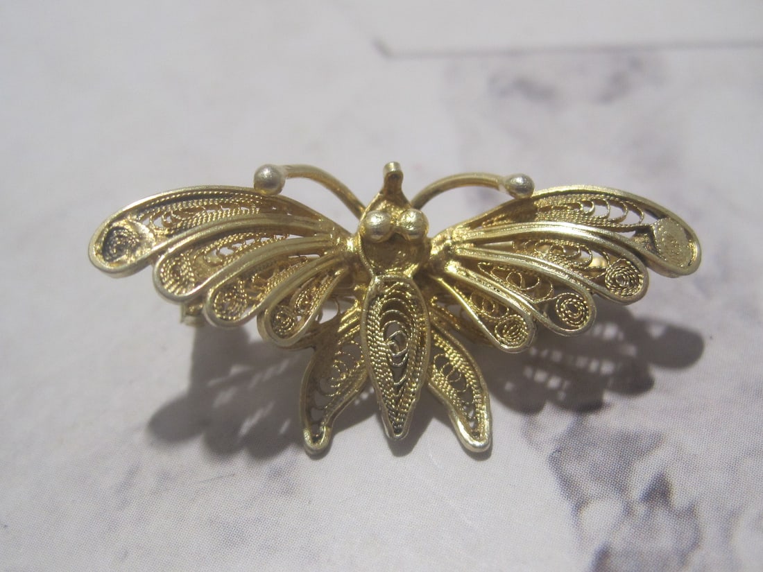 Sterling Silver Filigree Butterfly Pin (1 of 4)