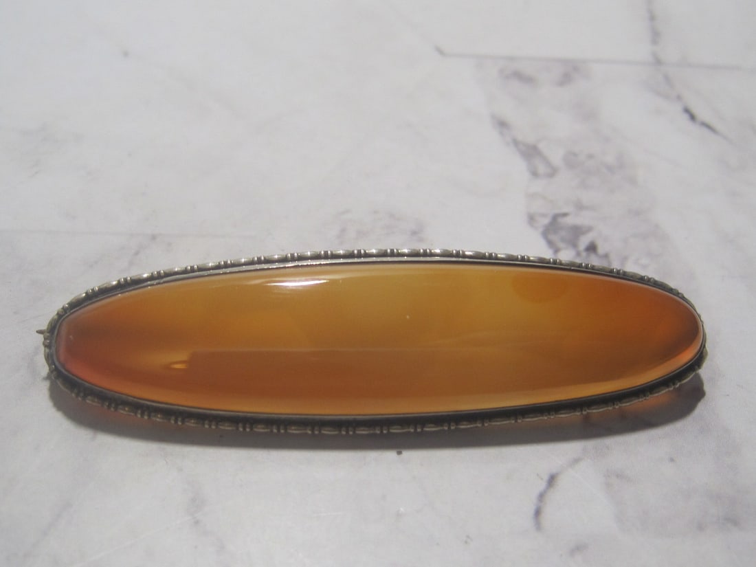 Sterling Silver Antique Carnelian Brooch (1 of 4)
