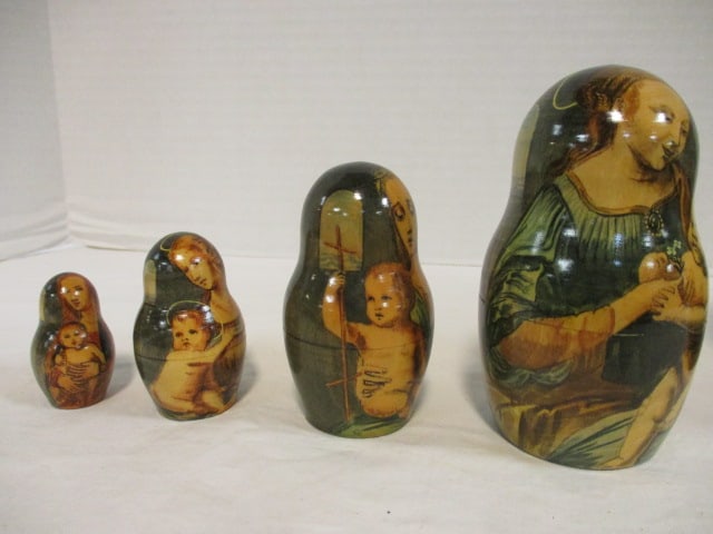 1996 5 Piece Holy Mother Russian Nesting Doll Set - 6