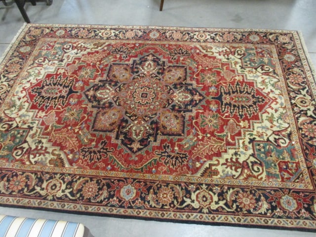 Navy and Burgundy Persian Design Wool Area Rug (1 of 5)