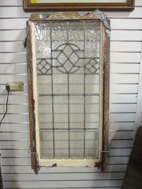 Antique Arts & Craft Leaded Stained Glass Window Panel (1 of 5)
