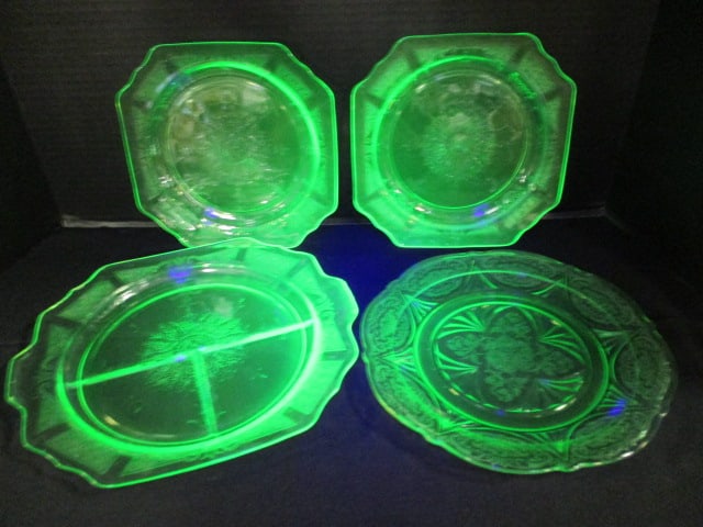 Four Green Uranium/Vaseline Plates (1 of 20)