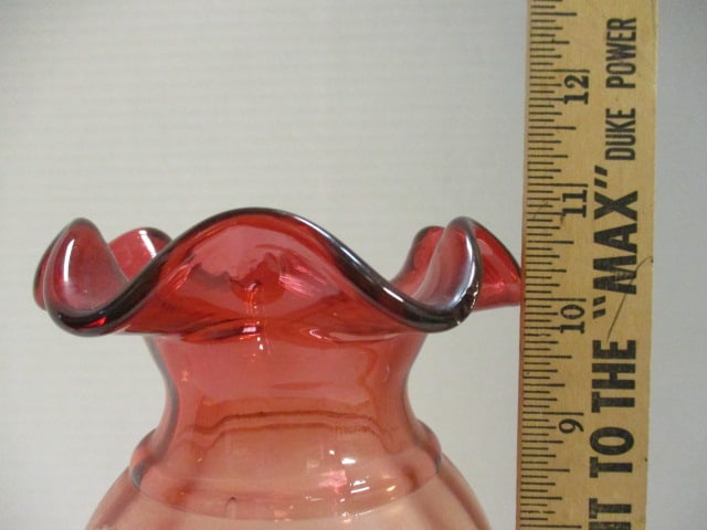 Ltd. Ed. Fenton Signed Handpainted Amberina Vase - 11