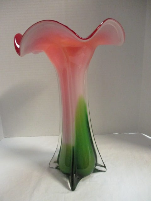 Murano Style Art Glass Cased Jack in the Pulpit Lily Vase (1 of 14)