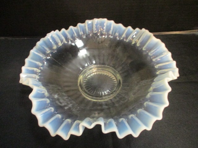 Opalescent Crested Ruffle Bowl: 11 1/2"dia x 3 3/4"h 