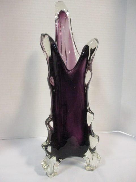 Free Form Stretched Art Glass Footed Vase (1 of 6)