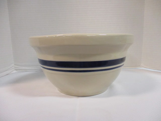 Zanesville, Ohio Blue Stripe Stoneware Mixing Bowl (1 of 5)