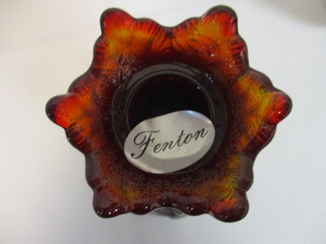Pair of Fenton Ruby Red Leaf Candle/Votive Holders - 7