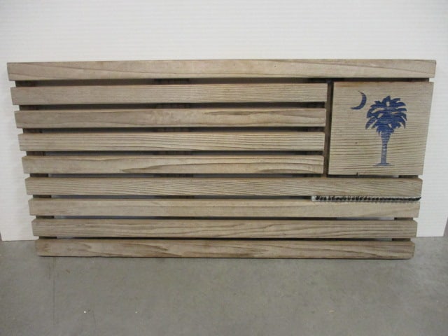 Palmetto Moon Wood Slat Door Mat with Shoe Brush (1 of 5)