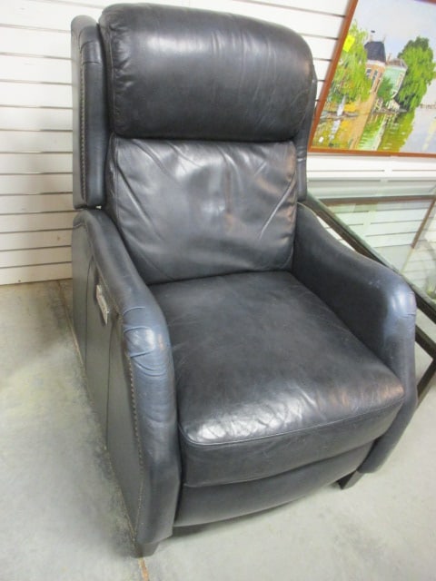 Bernhardt Navy Leather Power Recliner (1 of 4)