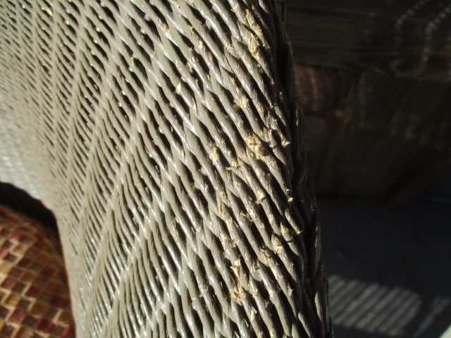 Painted Brown Woven Love Seat with Removable Cushion - 4