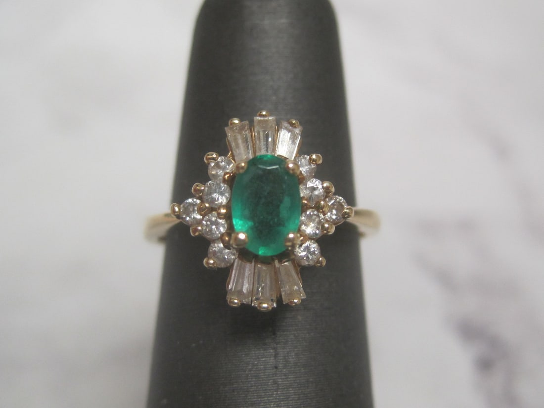 Antique 14k Gold Emerald and Diamond Ring (1 of 7)