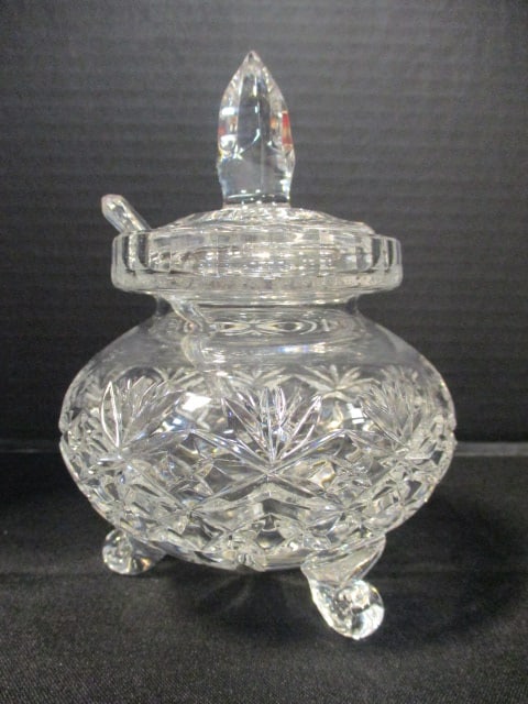 Crystal Pineapple Pattern Footed Jam/Condiment Jar (1 of 6)
