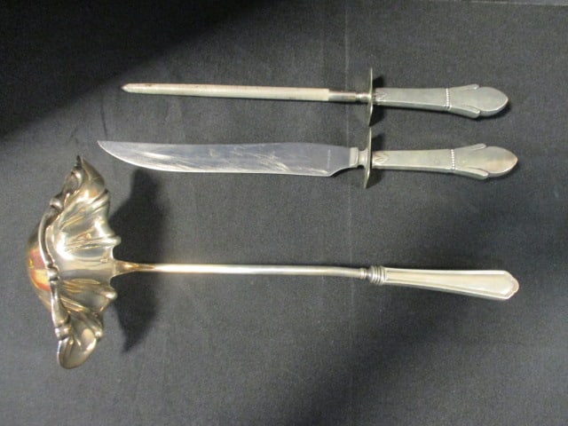 Sterling Handle Ladle, Carving Knife and Honing Steel (1 of 14)