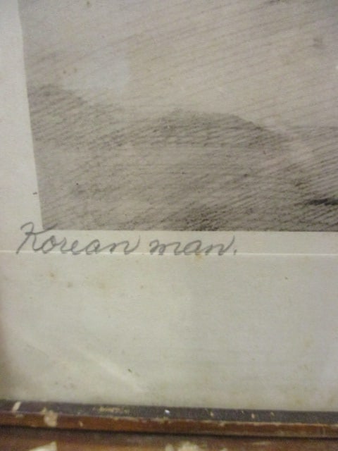 Pencil Signed "Korean Man" Pen and Ink Drawing - 4