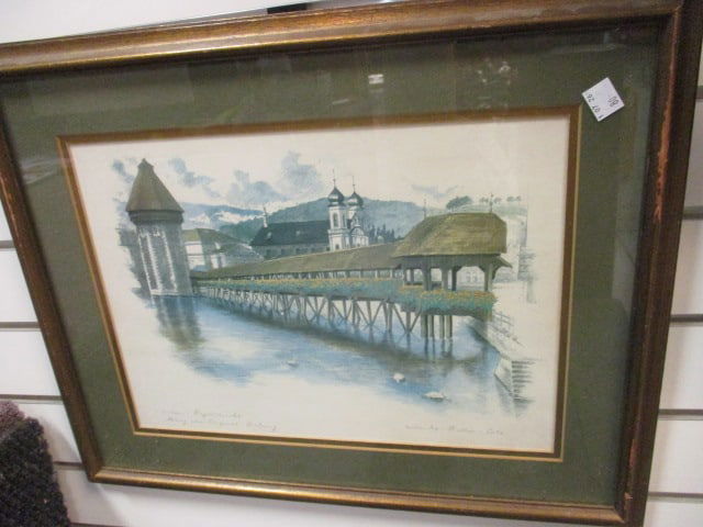 "Chapel Bridge in Lucerne, Switzerland" Framed Print: Framed and matted 19 1/2" x 15 1/2" 