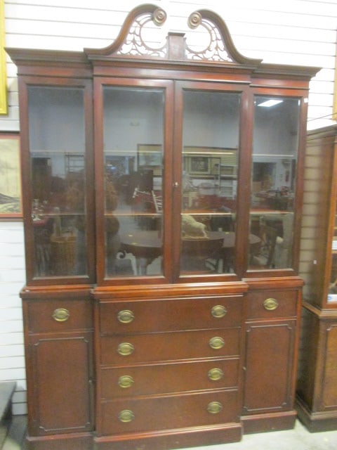 Drexel Mahogany Breakfront Butler Desk China Cabinet (1 of 15)