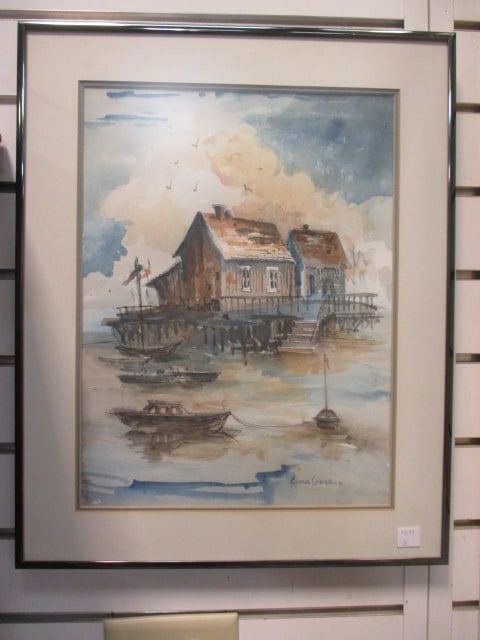Gloria Soberholm Original "Dock House" Watercolor (1 of 6)