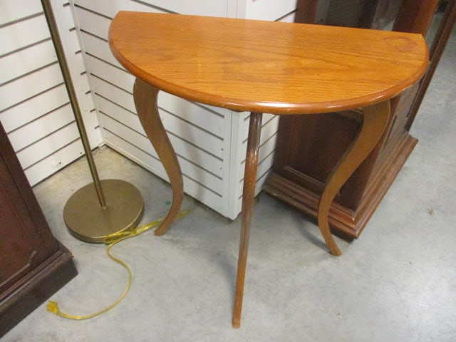 Oak Demi Lune Accent Table (1 of 3)