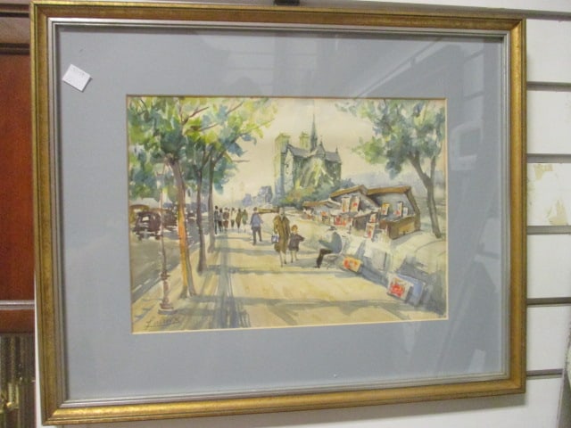 Lacroix Signed Original Street Scene Watercolor (1 of 5)