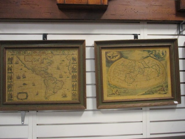 Framed Retro Old World Maps on Board (1 of 11)