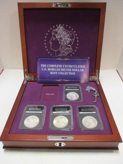 Uncirculated Set of Morgan Silver Dollars in Presentation Case (1 of 8)