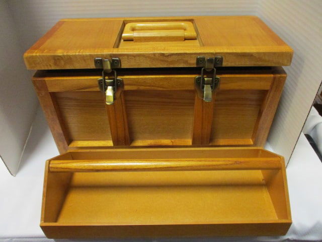 Oak Tool Box with Removable Caddy Tray (1 of 7)