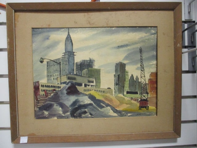 Emme Signed Original Construction Site Cityscape Watercolor (1 of 6)