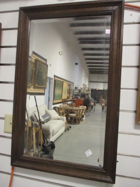 Vintage Wood Frame Beveled Mirror (1 of 3)