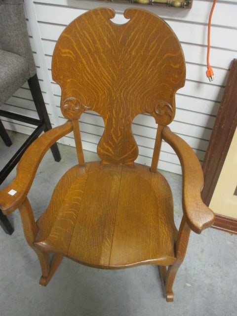 Antique Victorian Tiger Oak Rocking Chair (1 of 8)