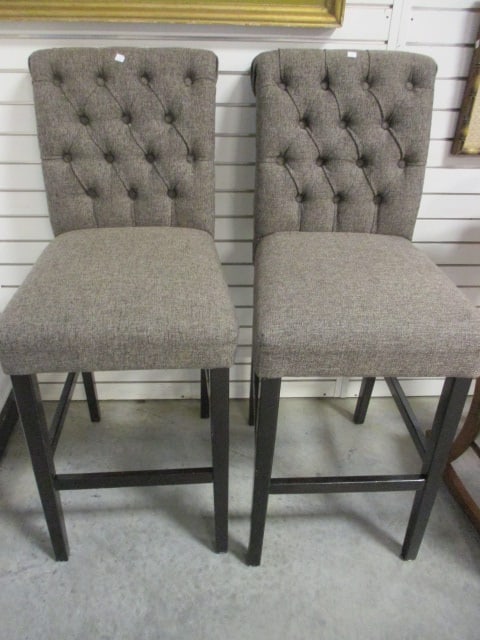Pair of Tufted Back Tweed Bar Chairs (1 of 5)