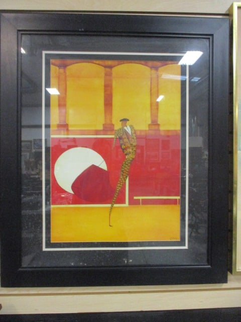 Thierry Ona "Torero y Toro" Pop-Art Print: Framed and matted 34" x 39 1/2", Local Pickup Only 