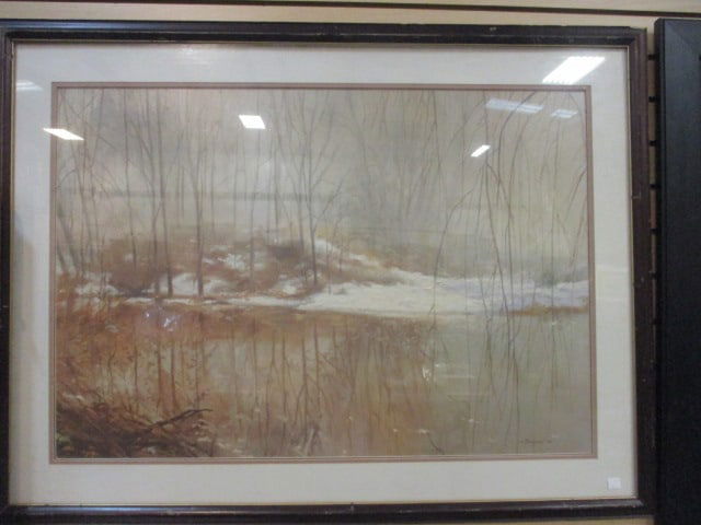 Framed and Matted Winter Scape Print by Thompson (1 of 6)