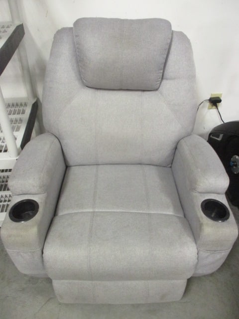 Grey Upholstered Power Rocker Recliner with Heat/Massage (1 of 8)
