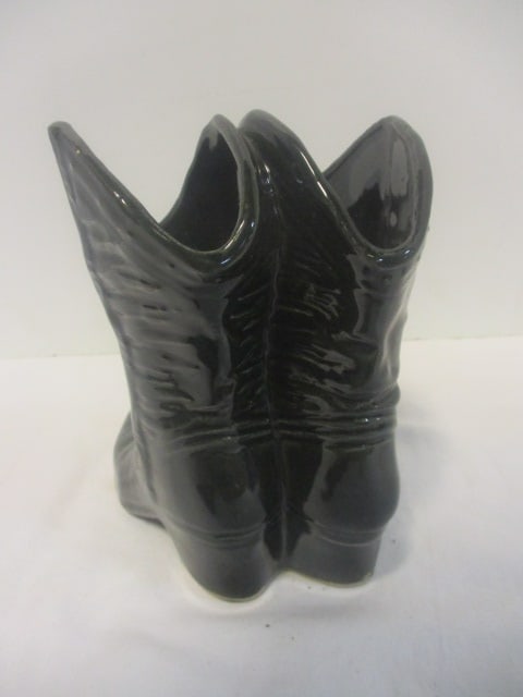 McCoy Black Cowboy Boots Planter/Vase - 4